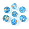 Handmade Gold & Silver Foil Glass Beads, Round, Deep Sky Blue, 10~11mm, Hole: 1~1.4mm