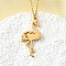 304 Stainless Steel Flamingo Shaped Pendant Cable Chain Necklaces for Women Men, Real 18K Gold Plated, 17.72 inch(45cm)+60mm extender