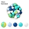 30Pcs 5 Colors Food Grade Eco-Friendly Silicone Focal Beads, Round, Blue, 12~15mm, Hole: 2mm, 6pcs/color