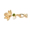 Brass Enamel Fold Over Clasps, with Freshwater Pearl, Flower, Real 18K Gold Plated, 36.5mm