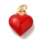Brass Enamel Charms, with Jump Ring, Real 18K Gold Plated, Cadmium Free & Lead Free, Heart Charm, Red, 11.5x9.5x4.5mm, Hole: 2mm