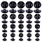 60Pcs 4 Style Plastic Shank Buttons, Half Round, 1-Hole, Black, 15~25x9.5~13.5mm, Hole: 3.5mm, 15pcs/style