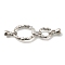 Brass Micro Pave Clear Cubic Zirconia Fold Over Clasps, Cadmium Free & Nickel Free & Lead Free, Oval, Platinum, 59.5mm
