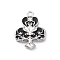 Alloy Enamel Pendants, Platinum, Clubs Charm, Rack Plating, Black, 28.5x21.5x4mm, Hole: 2.5mm