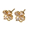 Brass Pave Clear Cubic Zirconia Stud Earring Findings, with Loop, Nickel Free, Flower, Real 18K Gold Plated, 9x7.5mm, Hole: 1.2mm, Pin: 1mm