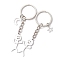2Pcs 304 Stainless Steel  Keychains, with Iron Split key Rings, Human and Moon Star, Stainless Steel Color, 97mm