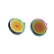 Flat Round 304 Stainless Steel Stud Earring Settings, Rainbow Color, Tray: 14mm, 16mm, Pin: 0.7mm