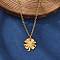 Clover 304 Stainless Steel Pendant Necklaces, Real 18K Gold Plated, 17.80 inch(45.2cm)