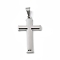 304 Stainless Steel Pendants, Cross Charm, Stainless Steel Color, 38x23x4mm, Hole: 7.5x5mm