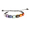 Adjustable Natural Mixed Stone Braided Bead Bracelet, 7 Chakra Theme Bracelet, Rectangle, 7-7/8 inch(20cm)