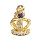 Brass Micro Pave Cubic Zirconia Pendants, Crown Charms, Long-Lasting Plated, Rack Plating, Lead Free & Cadmium Free, with Jump Ring, Real 18K Gold Plated, 12.5x8.5x9.5mm, Hole: 3mm