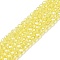 Electroplate Glass Beads Strands, Pearl Luster Plated, Faceted, Rondelle, Yellow, 4x3mm, Hole: 0.4mm, about 105~110pcs/strand, 38~39cm