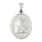 Non-Tarnish 304 Stainless Steel Pendants, Religious Theme Charm, Oval with Virgin Mary, Stainless Steel Color, 24x16x2~2.5mm, Hole: 5x3mm