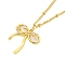 Brass Micro Pave Clear Cubic Zirconia Pendant Necklaces, Bowknot, Real 18K Gold Plated, 16.61 inch(422mm), Bowknot: 20x19mm