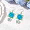 304 Stainless Steel Flower with Butterfly Dangle Earrings, with Glass Seed Beads & Alloy Enamel Charms & Glass Beads & Acrylic Charms, Golden, Light Sky Blue, 53.5x20.5mm