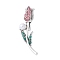 Alloy Rhinestone Brooches, with Plastic Imitation Pearl Beads, Rose Flower, Antique Silver, Rose, 36.5x16.5mm