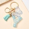 Resin & Acrylic & Faux Suede Tassel Keychain,  with Alloy Clasp and Iron Rings, Letter Y, 9.6cm