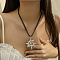 Spiral Sun Alloy Pendant Necklaces, Adjustable Waxed Cord Necklaces, Platinum, 18.31 inch(46.5cm)