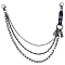 1Pc Alloy 3 Layer Chain Belts for Pants, with Alloy Swivel Clasps, Gunmetal, 463mm