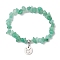 Natural Green Aventurine Chip Beaded Stretch Bracelets, 304 Stainless Steel Taurus Charm Bracelets for Women, Inner Diameter: 1-7/8~2-1/4 inch(4.8~5.7cm)