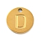 Ion Plating(IP) 304 Stainless Steel Pendants, Laser Cut, Flat Round with Letter Charm, Golden, Letter D, 10x1mm, Hole: 1.4mm