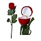 1Pc Flocking Plastic Rose Finger Ring Boxes, for Valentine's Day Gift Wrapping, with Sponge Inside, Red, 25x12x5cm, Flower: 4.4x3.9cm, Inner Diameter: 3.3cm