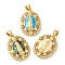 Rack Plating Brass Micro Pave Cubic Zirconia Earrings, with Shell, Cadmium Free & Lead Free, Long-Lasting Plated, Real 18K Gold Plated, Oval, Virgin Mary
, Mixed Color, 23x16.5x4.5mm, Hole: 4x3mm