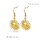 Stylish 304 Stainless Steel Sun Dangle Earrings for Women, Various Designs Available, Golden, 20.46mm