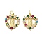 Brass Micro Pave Cubic Zirconia Pendants, Heart with Virgin Mary Charms, Lead Free & Cadmium Free, Long-Lasting Plated, Rack Plating, with Jump Ring, Real 18K Gold Plated, 15x13x2.5mm, Hole: 3.5mm