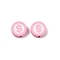 Spray Painted Alloy Beads, Flat Round, Lead Free & Nickel Free & Cadmium Free, Pink, 10x4.5mm, Hole: 1.6mm