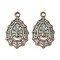 Alloy Pendants, Halloween, Red Copper & Green Patina, Spider Web, 34x20.5x4mm, Hole: 2.5mm