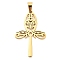 304 Stainless Steel Pendants, Laser Cut, Eye of Horus Egypt Ankh Cross Charm, Real 18K Gold Plated, 32x20.5x1.5mm, Hole: 5x3mm