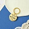 201 Stainless Steel Keychain, with Alloy Rings, Flat Round, Golden, 5.5cm