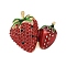 Friut Enamel Pins, Zinc Alloy Rhinestone Brooches for Backpack Clothes, Strawberry, 28x32mm