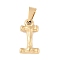304 Stainless Steel Pendants, Bamboo Style, Letter, Ion Plating(IP), Real 18K Gold Plated, Letter.I, 18x11x3mm, Hole: 3x7mm