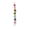 Chakra Natural TaiWan Jade & Amethyst & Lapis Lazuli & Amazonite & Tiger Eye & Sunstone & Ruby Faceted Round Beaded Connector Charms, with Copper Wire Double Loops, Light Gold, 39x3.5mm, Hole: 1.6~2mm