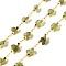 Handmade Natural Peridot Chip Beaded Chains, Soldered, with Rack Plating Brass Findings, Long-Lasting Plated, Lead Free & Cadmium Free, with Spool, Real 18K Gold Plated, 3~8x2~4x3~4mm