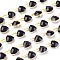 Opaque Glass Beads Strands, Top Drilled Beads, with Golden Tone Brass Findings, Pearl Luster Plated, Faceted, Teardrop, Black, 12x13x6mm, Hole: 1mm, about 10pcs/strand, 7.16 inch (18.2cm)