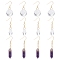 304 Stainless Steel Dangle Earrings, with Glass & Amethyst, Mixed Shapes, Golden, 40~62mm, 6pair/set