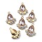 Glass Rhinestone Pendants, with Light Gold Plated Zinc Alloy Findings, Teardrop Charms, Vintage Rose, 20x16x5mm, Hole: 1.5mm