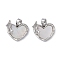 Brass & Shell & Clear Cubic Zirconia Charms, Heart & Star Charms, Platinum, 12.5x15.5x6mm, Hole: 2.5x4mm