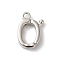 Brass Fold Over Clasps, Oval, Platinum, 12.5x2.5x8.5mm, Hole: 1.4mm