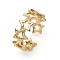 Adjustable Brass Cuff Rings, Open Rings, Long-Lasting Plated, Star, Golden, US Size 6(16.5mm)