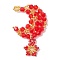 Imitation Austrian Crystal 5301 Glass & TOHO Round Seed Beaded Pendant, Star with Moon Charms with 304 Stainless Steel Jump Rings, Red, 46x29x4mm, Hole: 2mm