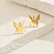 Stainless Steel Butterfly Stud Earrings, Real 18K Gold Plated, 13x11mm