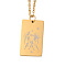 Golden 202 Stainless Steel Constellation Pendants Necklaces, Rectangle, Gemini, 15.94 inch(40.5cm)
