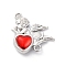 Alloy Pendants, Angel with Heart, with Resin, Rack Plating, Platinum, Red, 26x22x7mm, Hole: 2mm