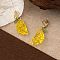 Resin & Plastic Clip-on Earrings, Orange, Light Gold, Gold, 45mm