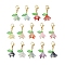 Lily Glass Pendant Decorations, Lobster Claw Clasps Charms for Bag Ornaments, Mixed Color, 28mm