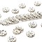 Brass Rhinestone Spacer Beads, Grade A, Wavy Edge, Silver Color Plated, Rondelle, Crystal, 12x4mm, Hole: 2.5mm